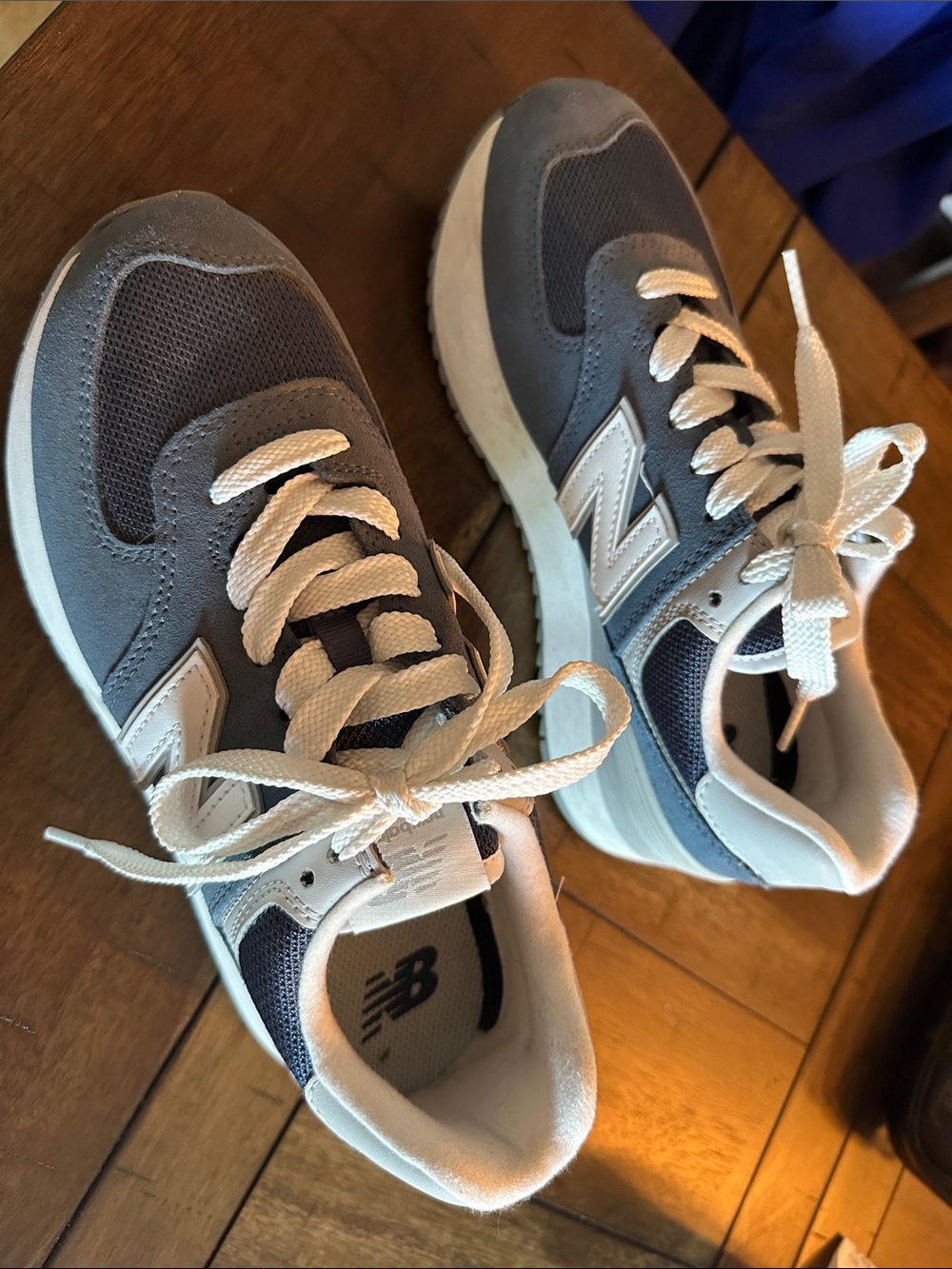 New Balance Blue & White 'N' Logo platform Sneakers 574 - Picture 3 of 4